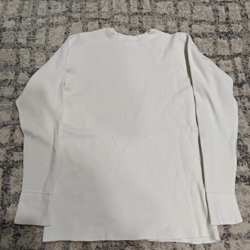 Vintage Schott NYC Heavyweight Thermal Shirt Mens Small White Made in USA Work